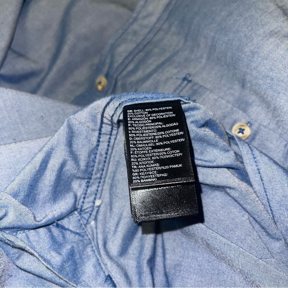 The North Face Men's Loghill Demin Blue Short Sleeve Pocket Button Down Mens XXL - Picture 6 of 8